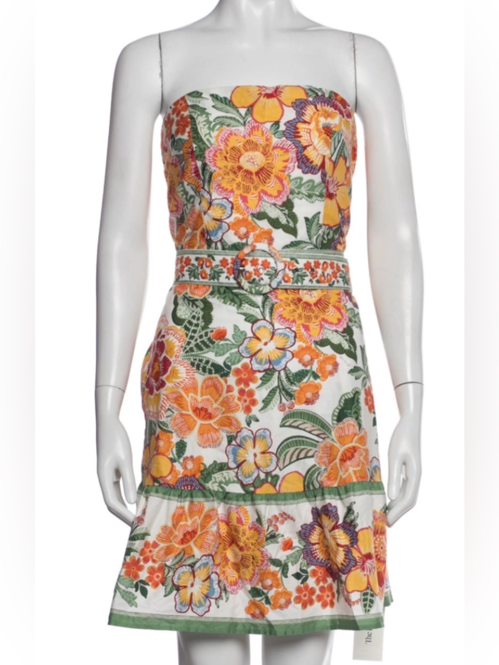 Joie tropical floral strapless mini dress; Size 8